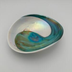Murano Glass Dish Home Decor Opalescent Swirl